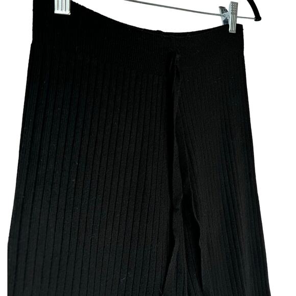 Petal and Pup High Rise Wide Leg Ribbed Pants Black Elastic Waist size S/M - Picture 2 of 4